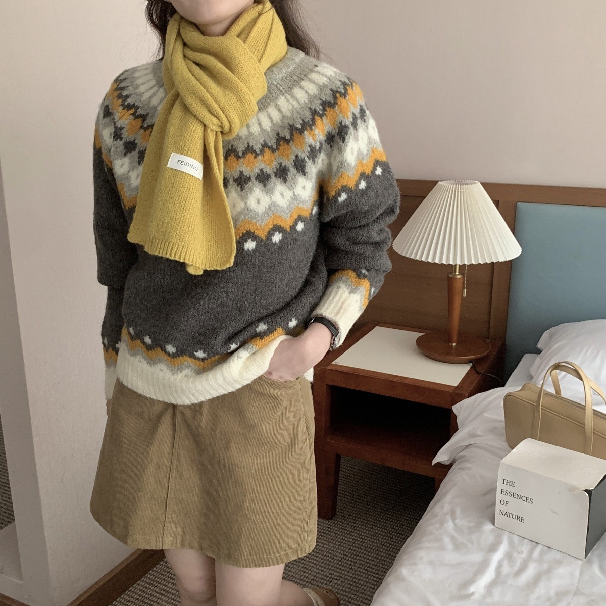純色柔軟保暖仿羊毛針織素色圍巾